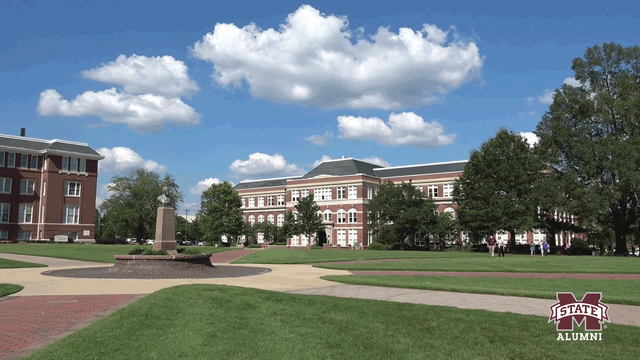 Picture of McCain Hall from the center of the Drill Field
