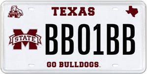 Example of MSU Car Tag for Texas