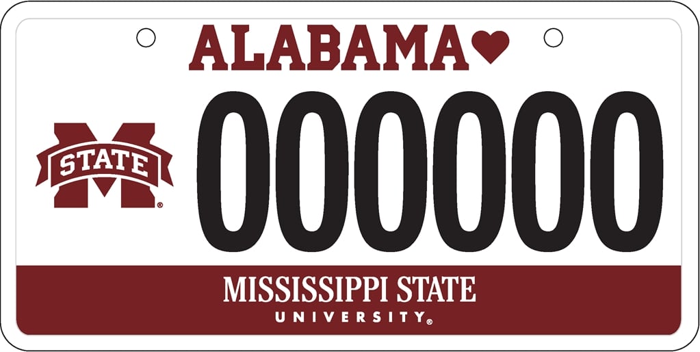 Picture of a sample MSU Alabama License Plate