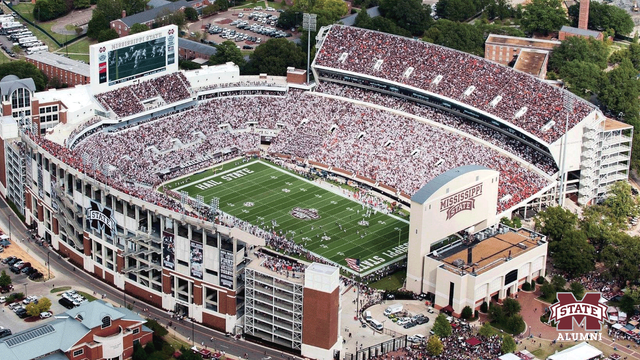 Picture of Davis Wade Stadium from an aerial view